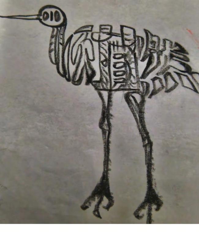 图中画面真给力；
鸟类还属大鸵鸟；
据说人骑没问题；
边观赏来边猜字；
全身隐藏