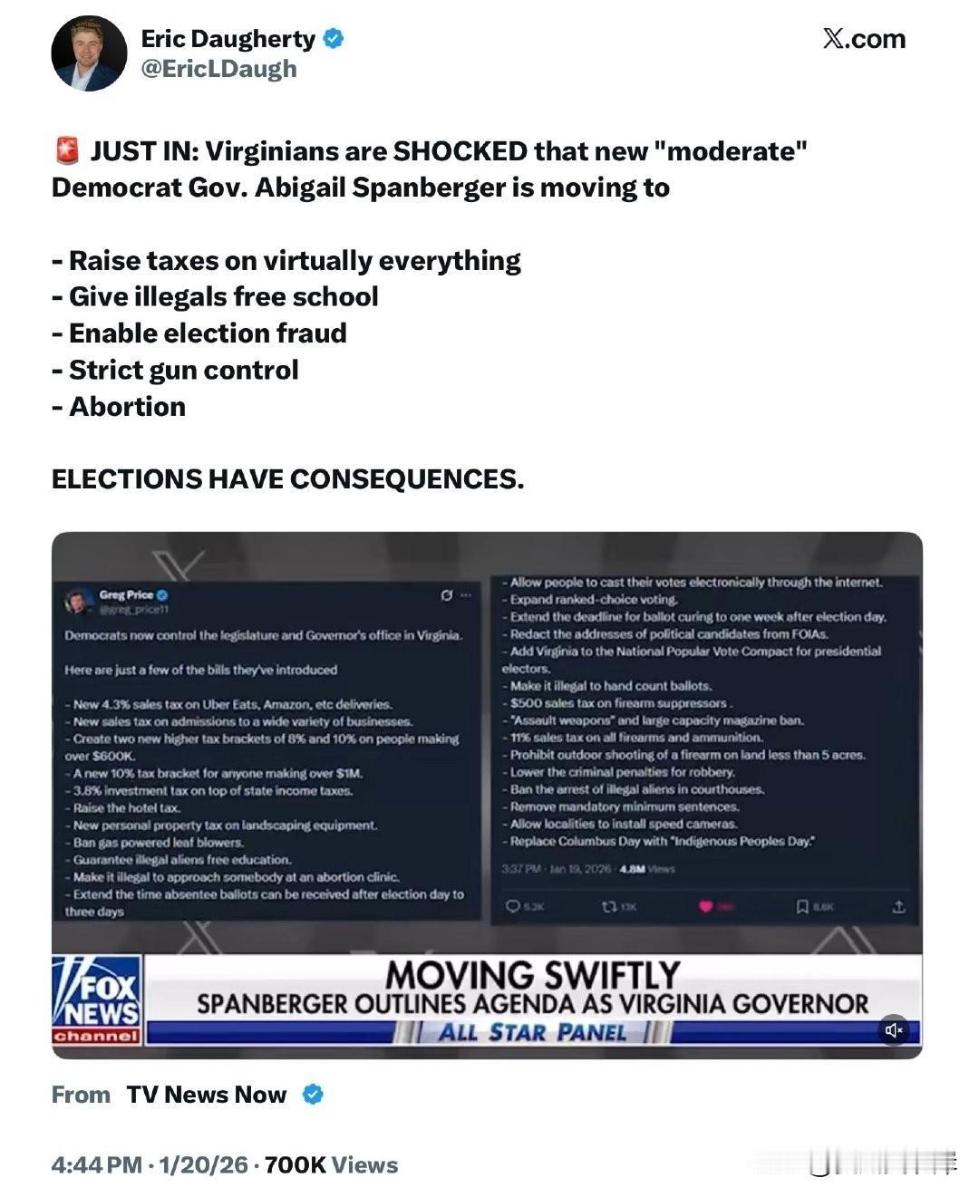 突发：弗吉尼亚州民众震惊地发现，新任“温和派”民主党州长 Abigail Spa