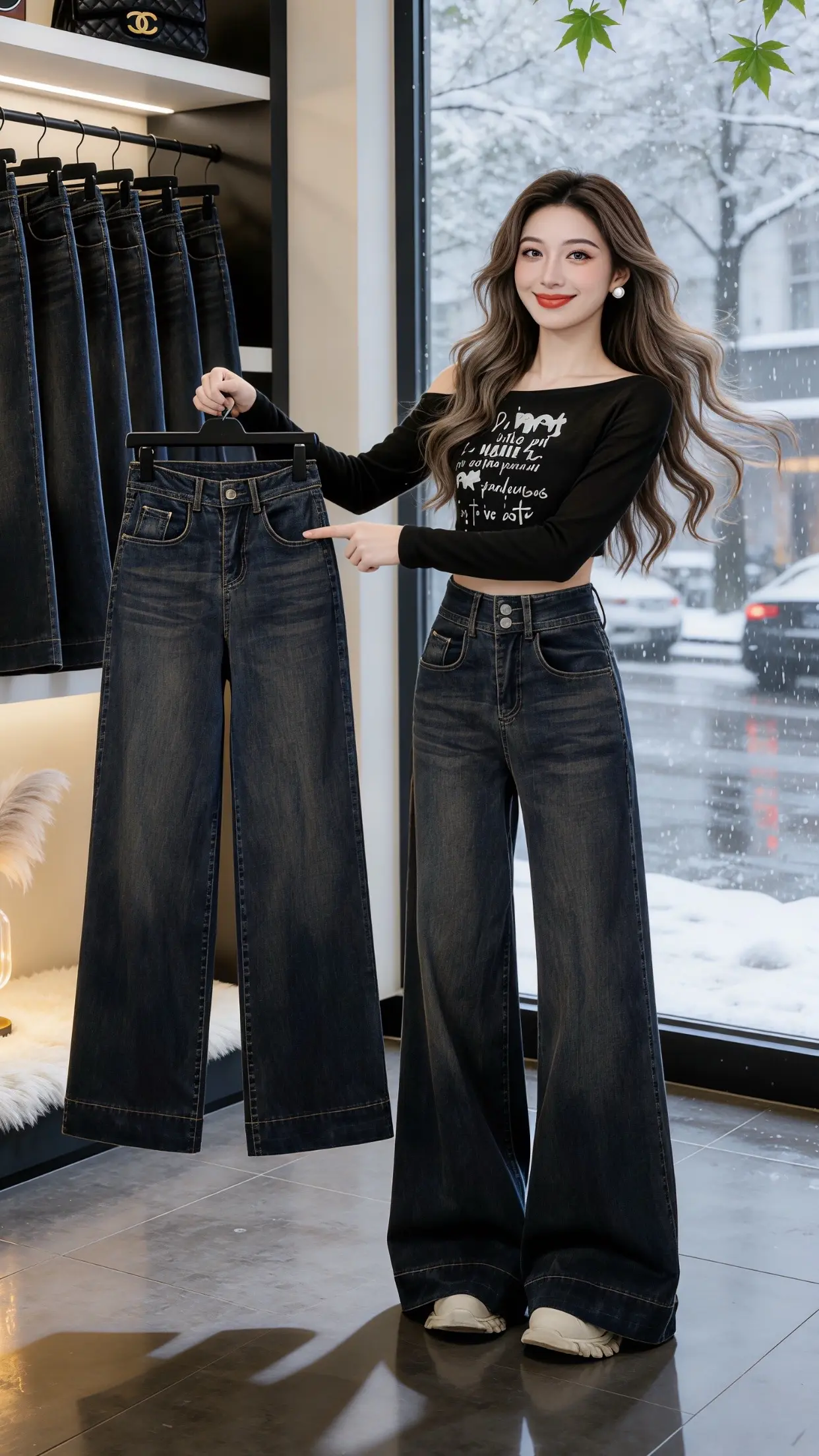 女生高腰喇叭牛仔裤 穿出自己的风格 早春搭配 谁穿谁好看 一眼就爱上的神裤