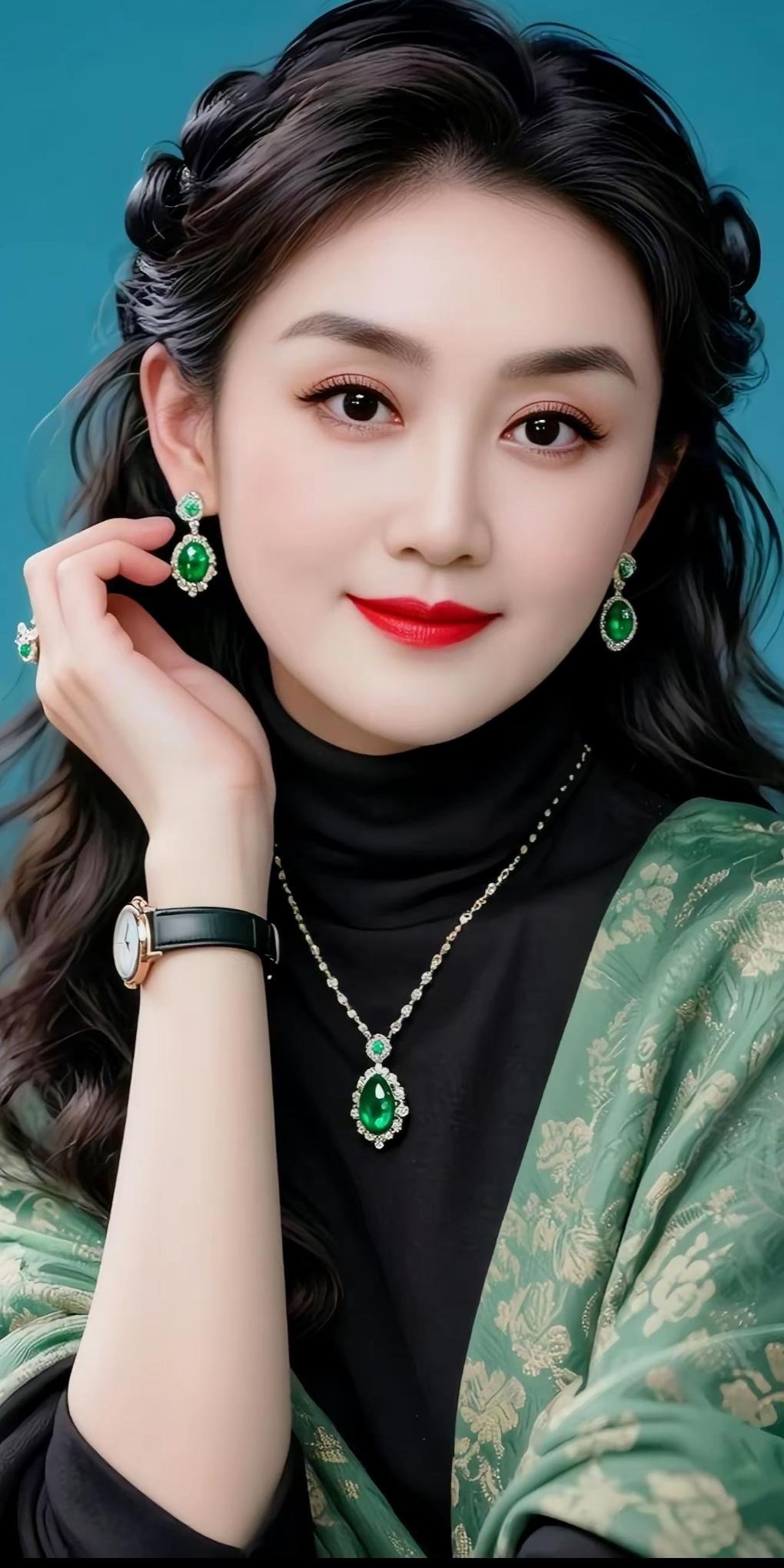 优雅绿宝石，闪耀你的每一天，精致的容颜，如诗如画，气质如兰。高清美女 美女人像群