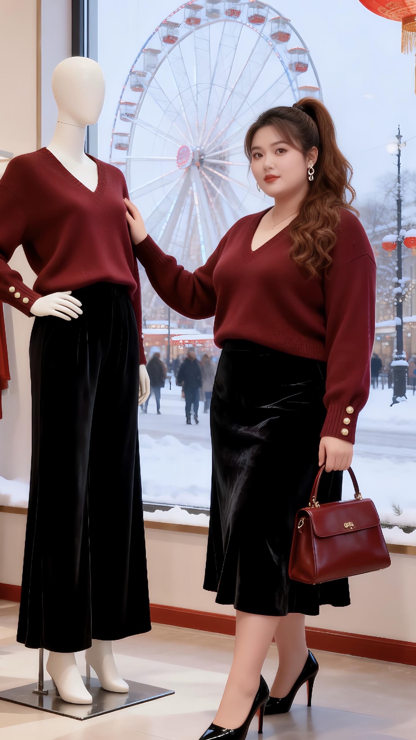 大码穿搭红色毛衣是时候为老己准备上新年红毛衣了微胖女生冬日衣服测评冬日...