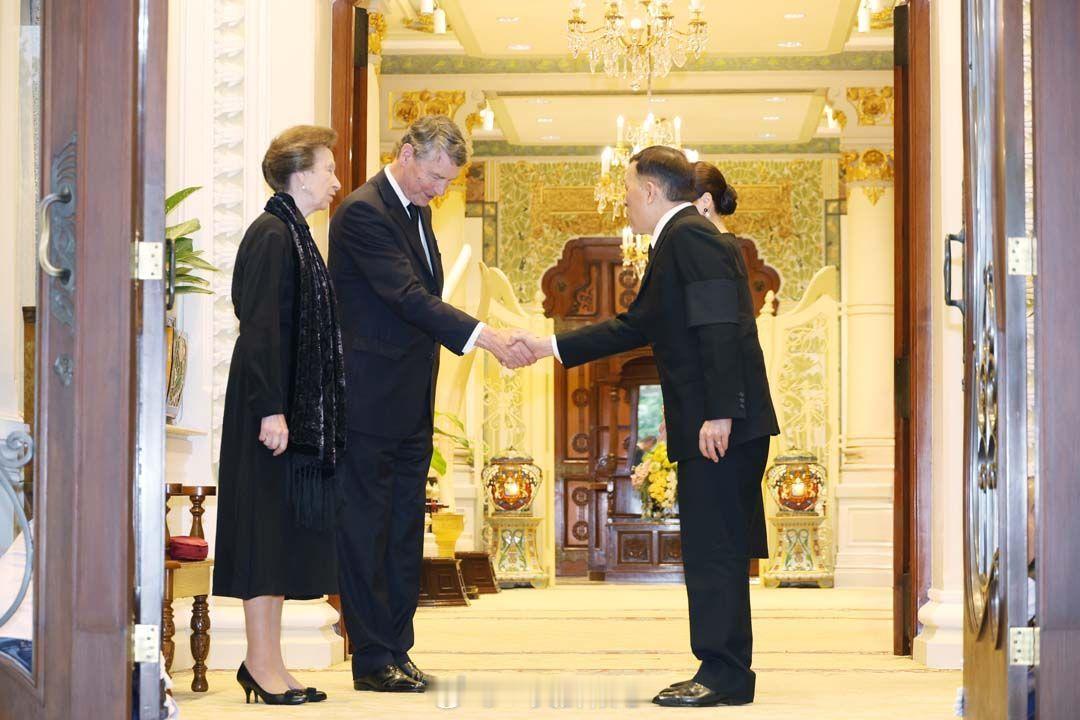 英国王室  今天安妮长公主和蒂莫西劳伦斯爵士在泰国曼谷皇宫拜访泰国的拉玛十世国王