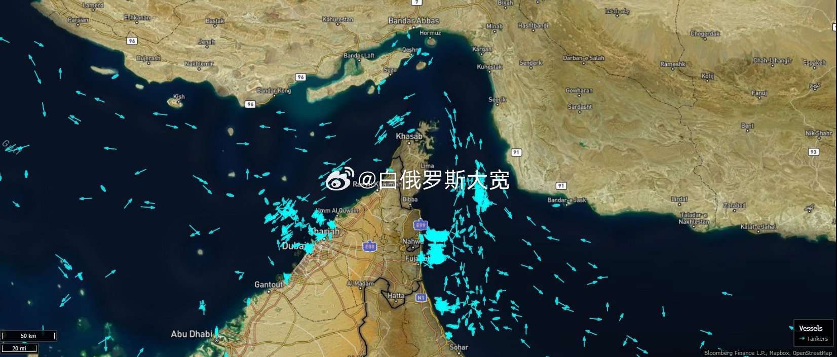 霍尔木兹海峡油轮运输陷入停滞状态 2月28日，根据国际油轮流量监测系统的实时数据