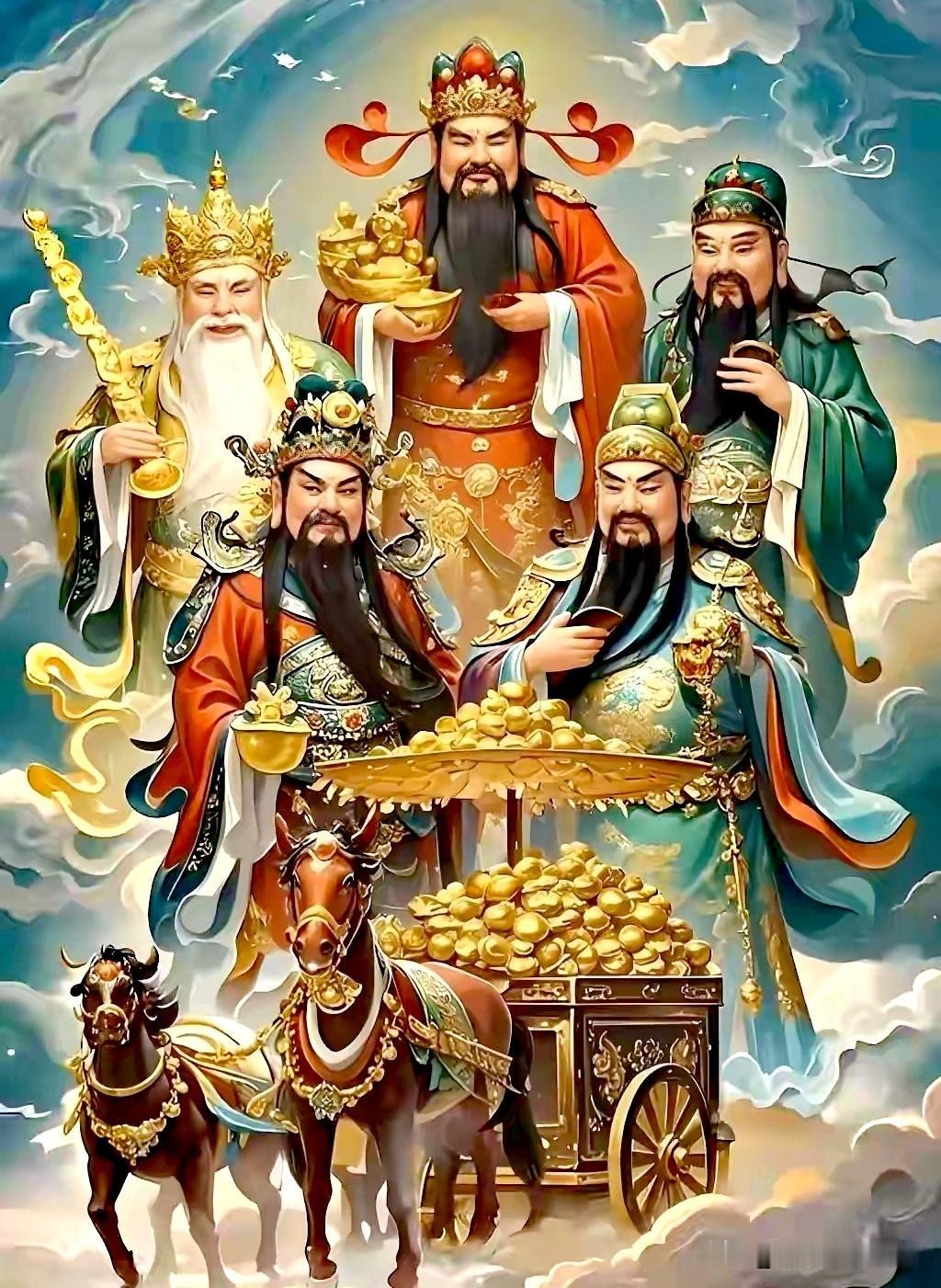 五路财神临门，万事兴旺，财运亨通。