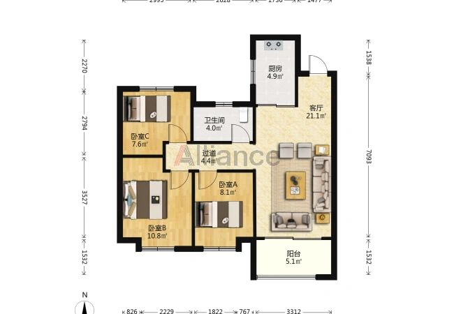科技二路，鱼化寨精装新房210万