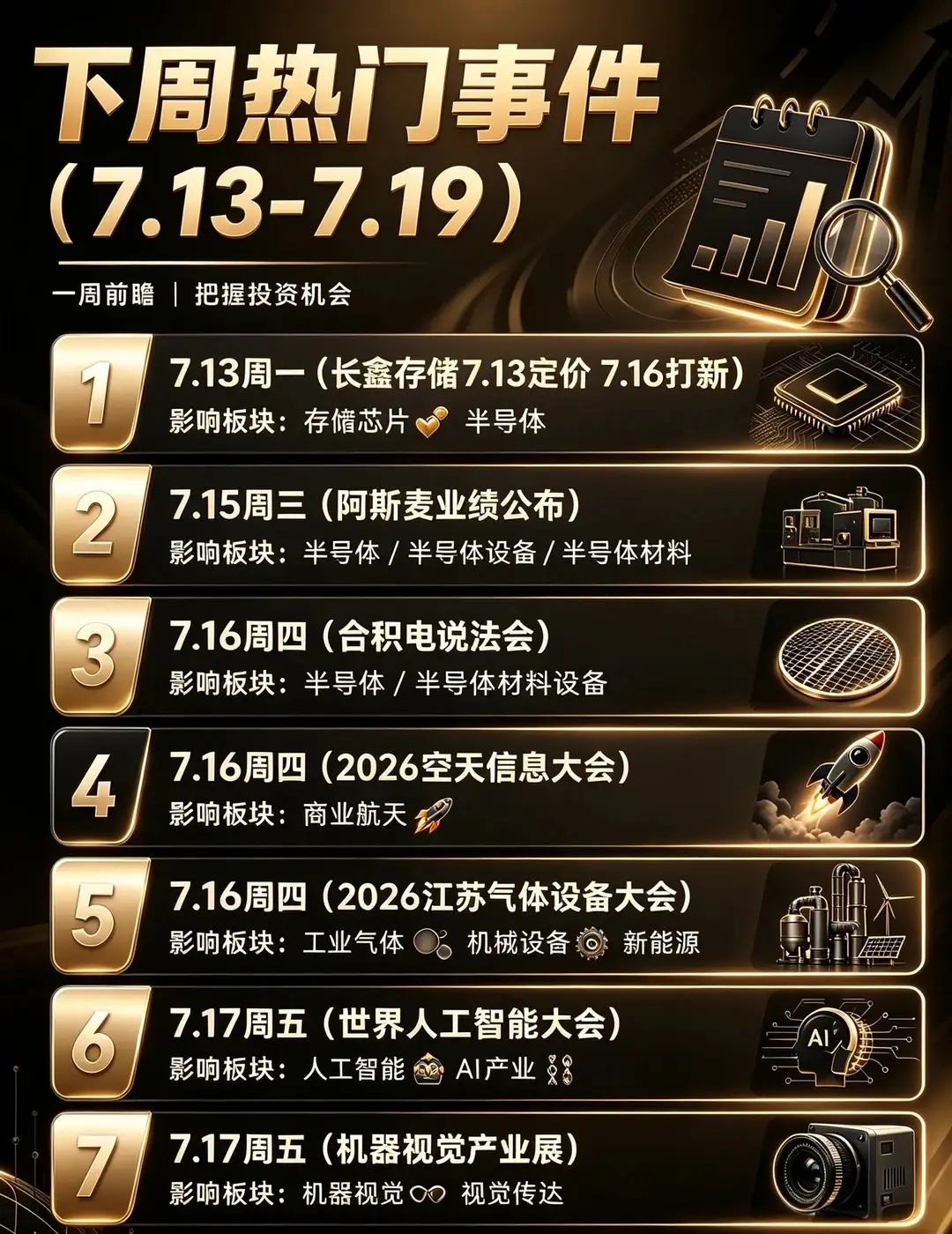 🔥下周7.13-7.19七大重磅事件前瞻全解析🔥下周7.13-7.19七大重