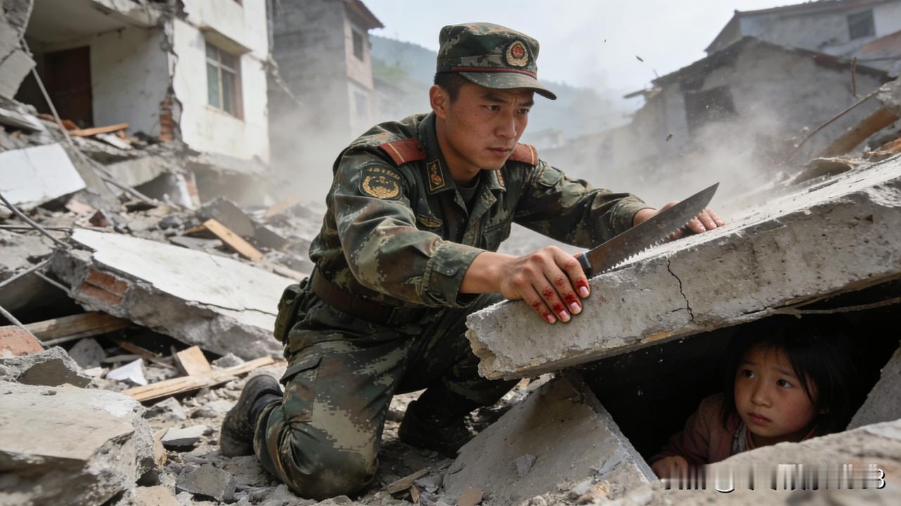 2008 年 5 月 12 日，汶川地震的废墟之上，梁志斌跪在断裂的楼板间，指甲