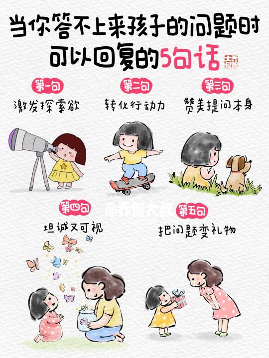 当你答不上来孩子的问题时，可以回复的5句话