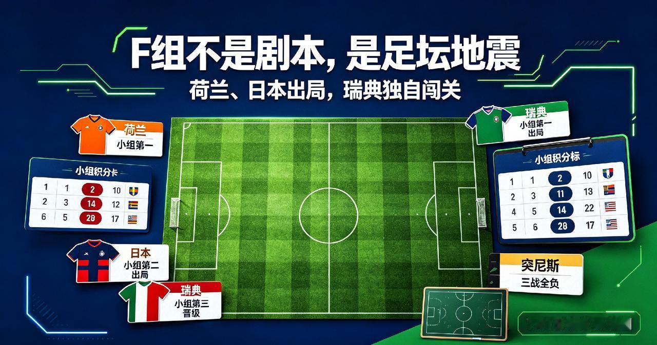 F组这剧本，比决赛还狠：荷兰、日本都走了，瑞典还在
 
说真的，这届F组已经不能