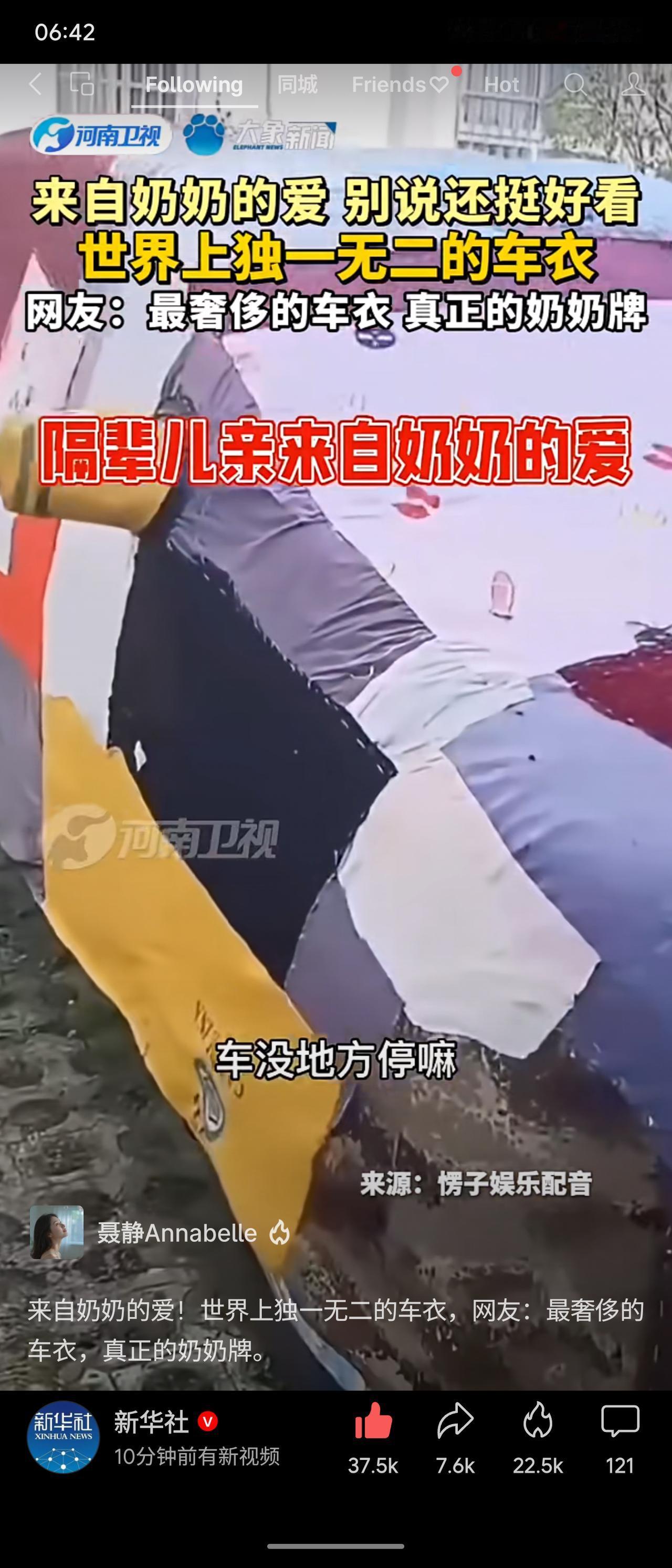 奶奶为孙辈的汽车手工缝制了专属车衣，用质朴的爱将日常被罩变为独特保护。网友感叹这