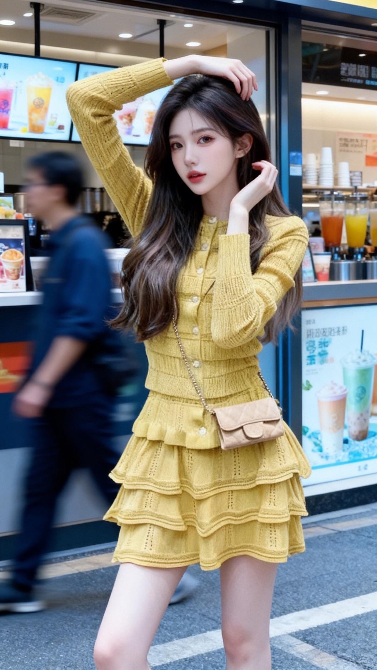 街头甜心风 黄色连衣裙yyds 小香风穿搭 韩风 初恋裙
