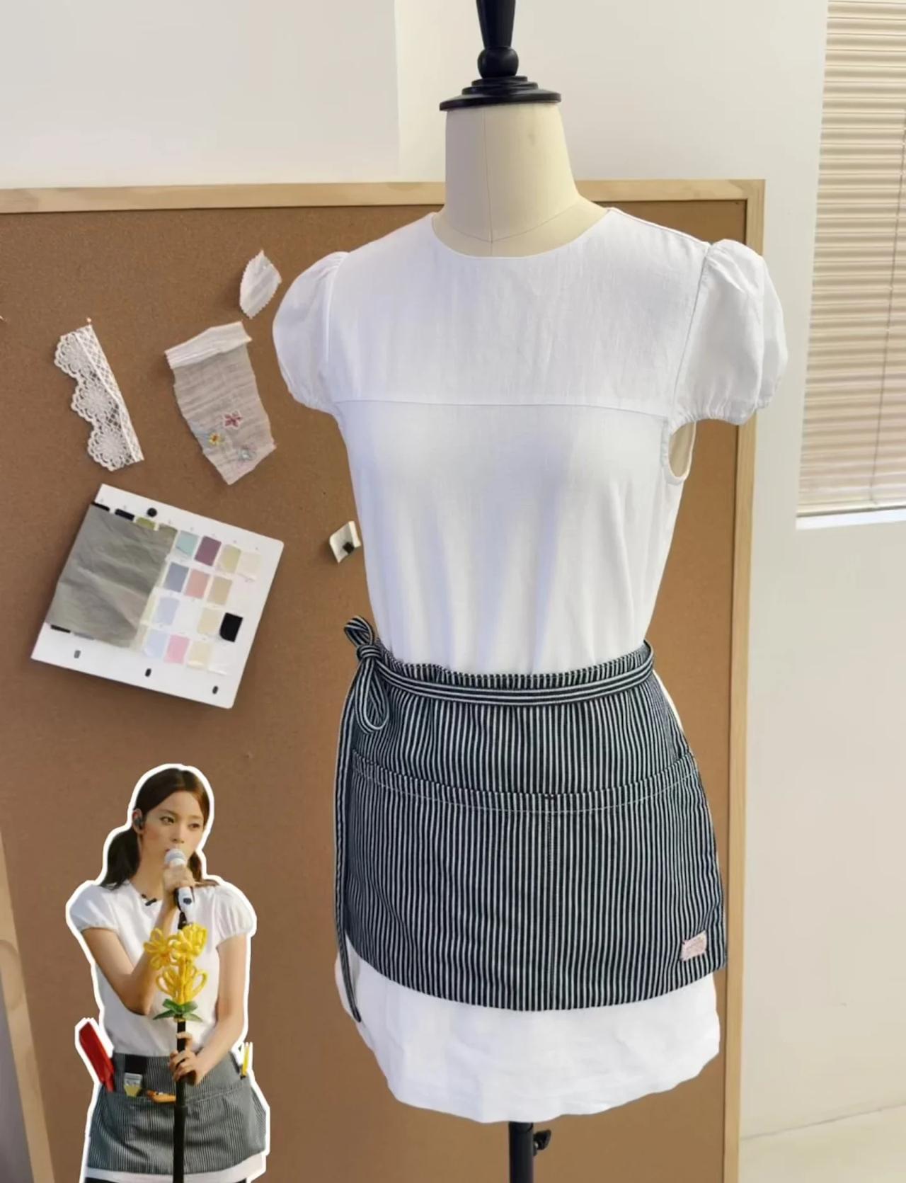 欧阳娜娜🪣款|美萌小厨娘上线啦👩‍🍳🥄
泡泡袖棉麻裙叠搭条纹围裙好有风格