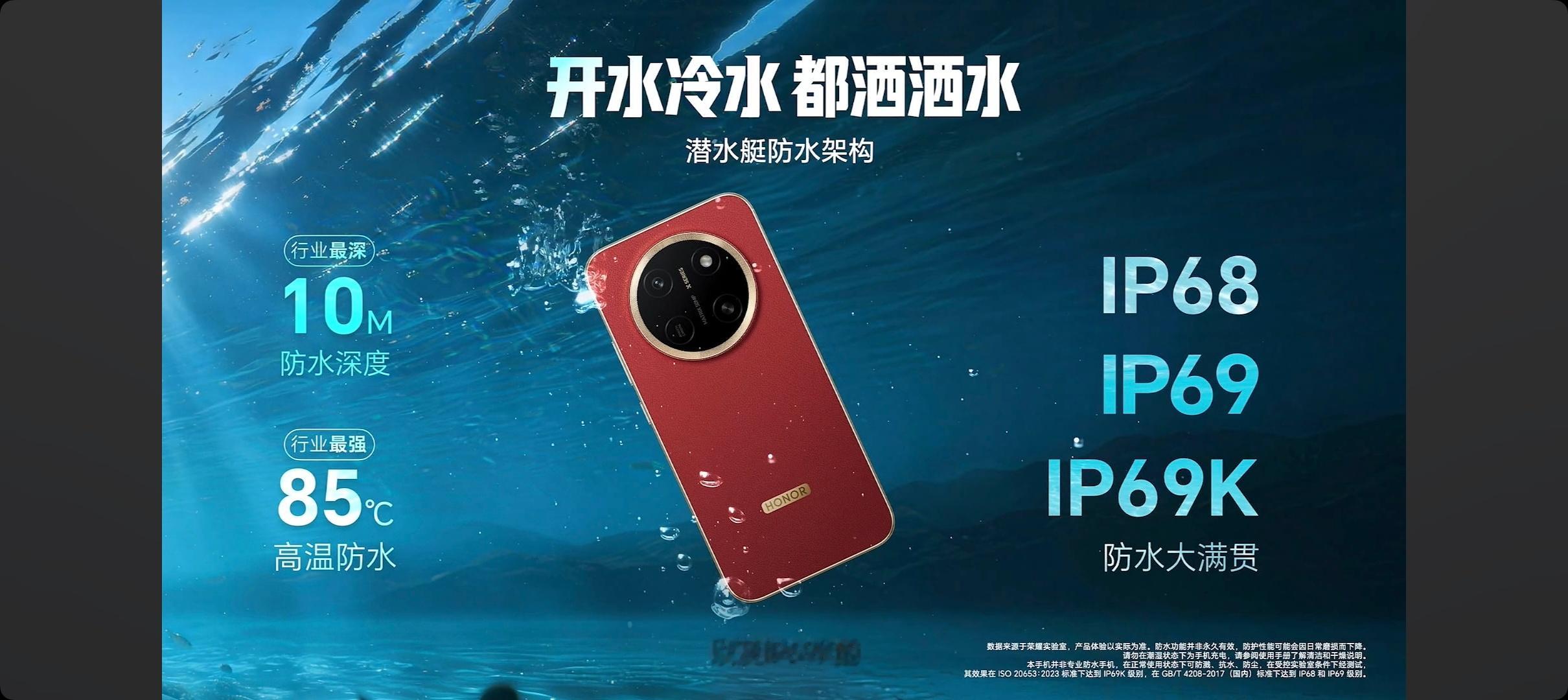 荣耀 X80 Pro Max 不仅支持 IP68、IP69、IP69K，还支持行