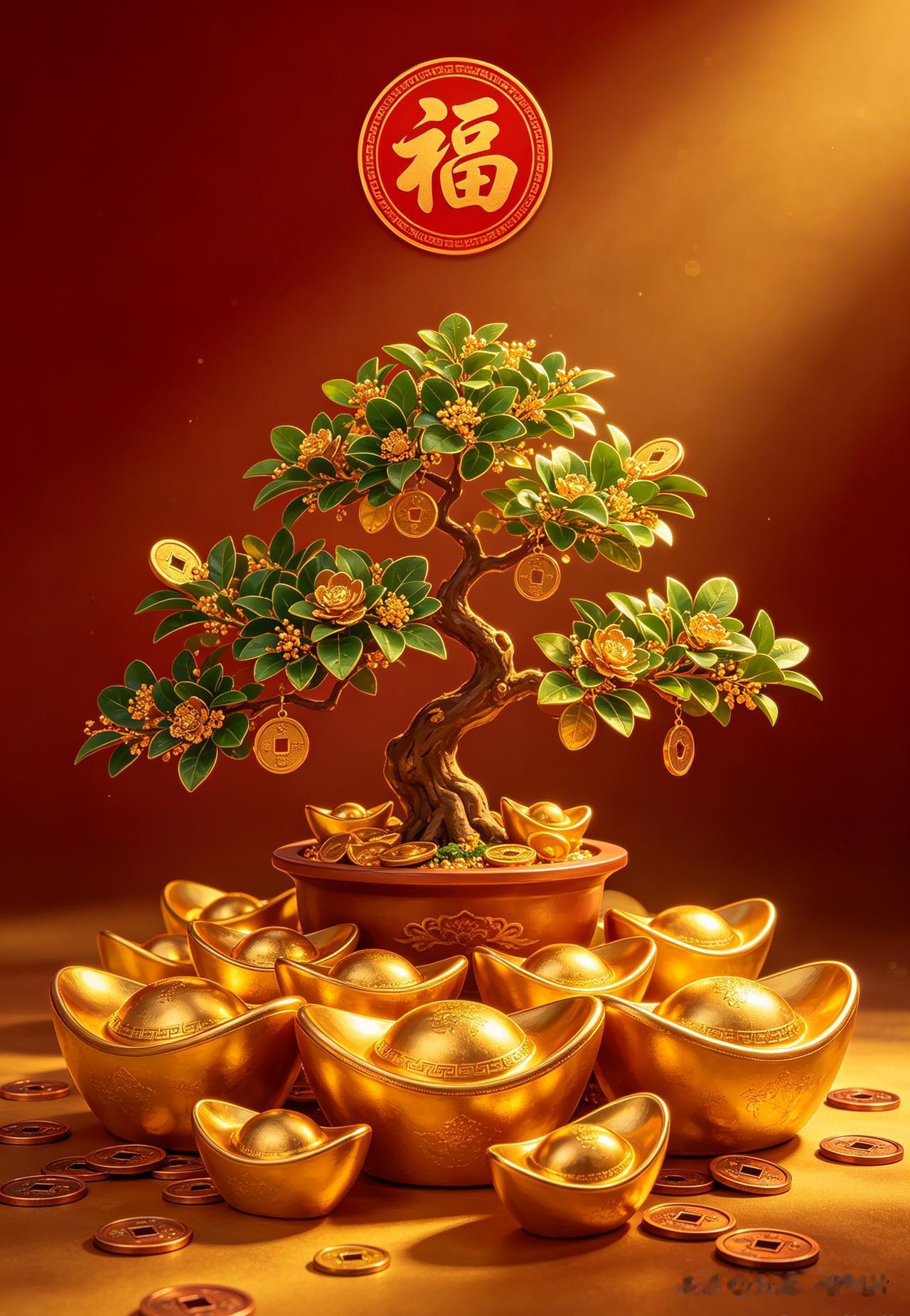 见者生财，你家我家，八方来财。
福运常在，顺顺当当，四季发财！