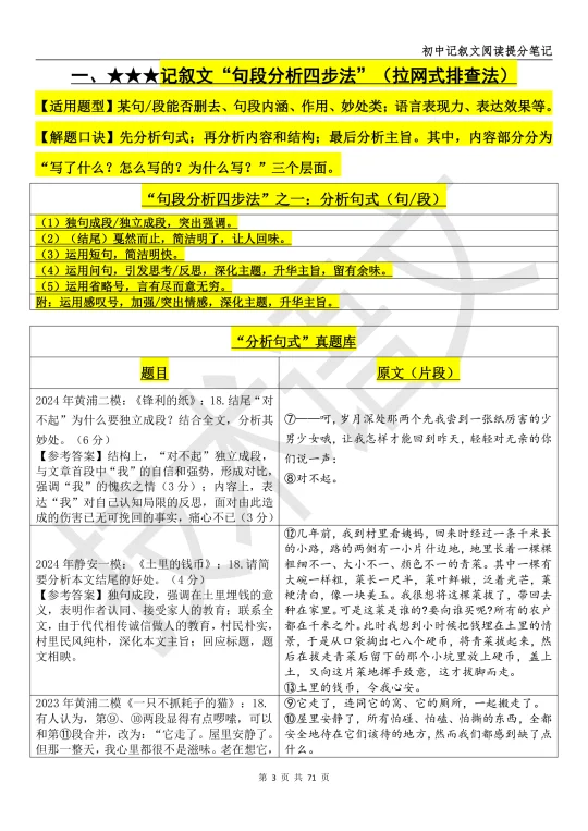 用1万多字讲透“句段的作用”（25个真题）