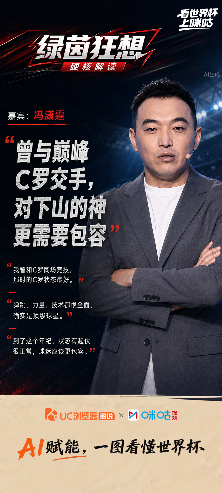 《绿茵狂想》第9期精彩回顾  热议世界杯今日热点，曾经与巅峰C罗交手过的冯潇霆认
