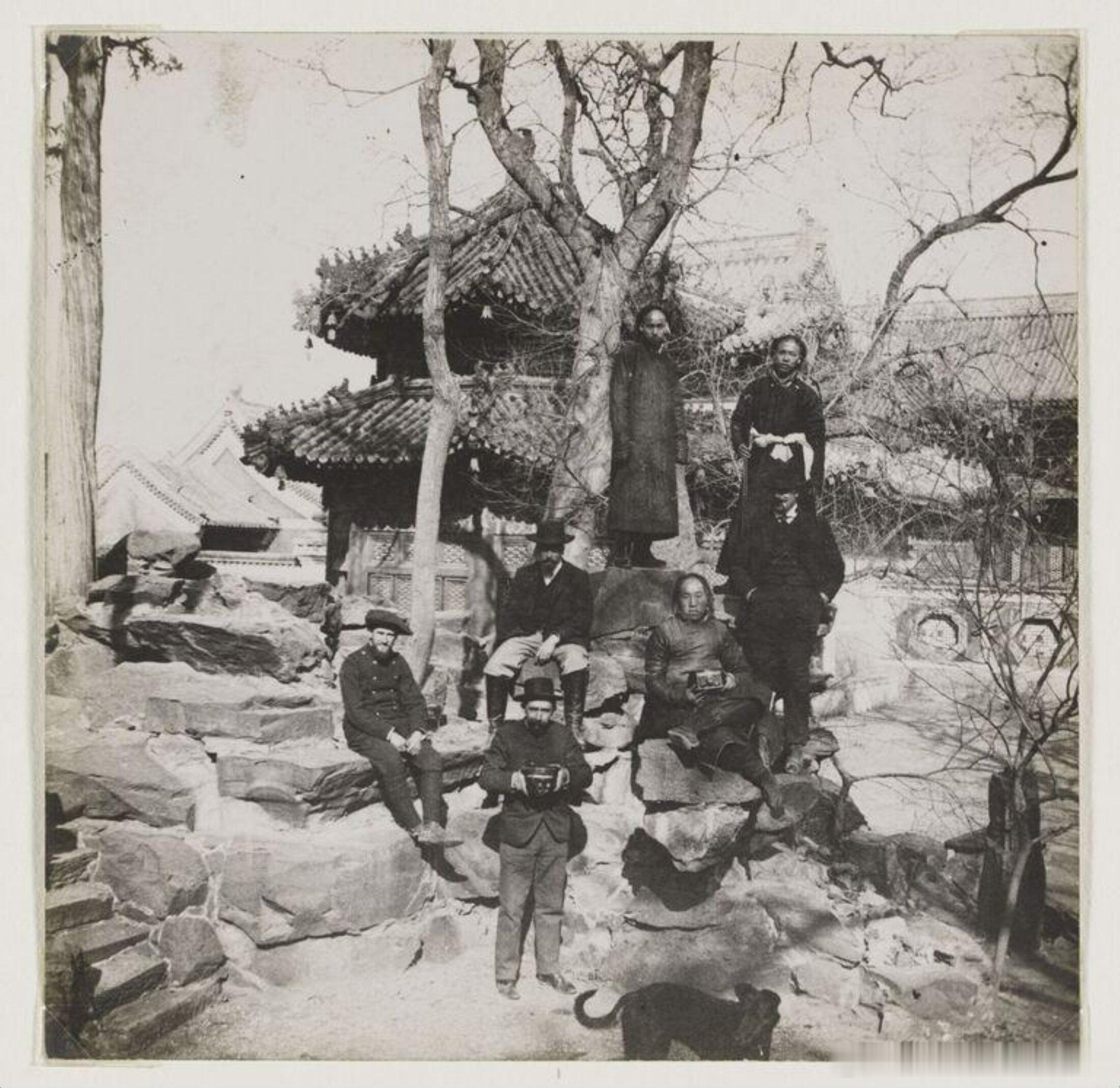 Group portrait in front of a temple of C