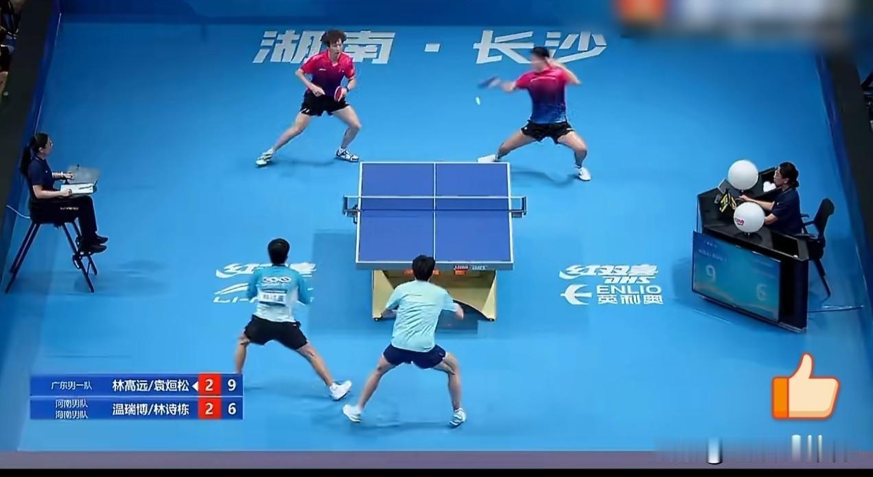 广东队都沸腾了！
怎么在全国第一重要的双打比赛中，
把国家队选的亚运会选手给干掉