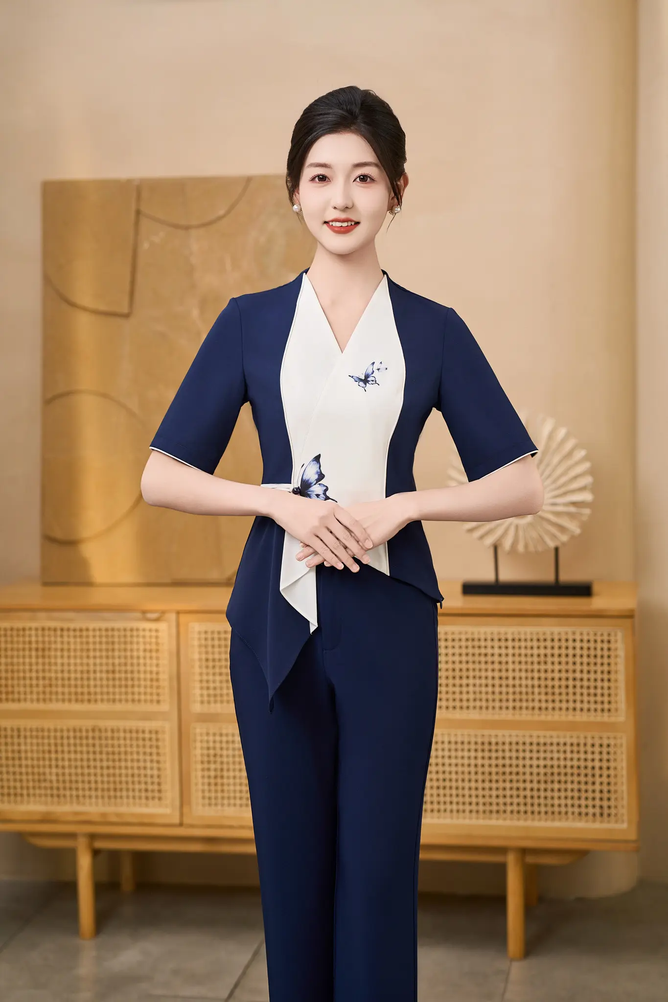 棠越足浴技师 spa 显瘦工作服套装。