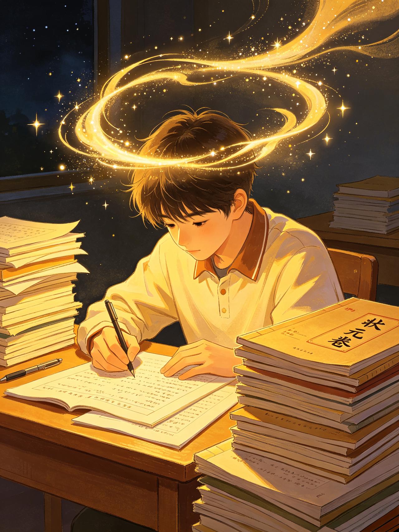 《赴考序章》
 
十二年灯火熬成星光
笔尖磨平无数个寻常早上
堆叠的习题叠成山岗