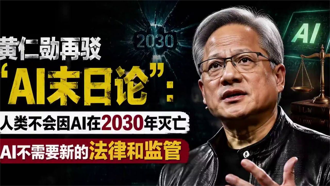 黄仁勋再驳“AI末日论”：人类不会因AI在2030年灭亡。