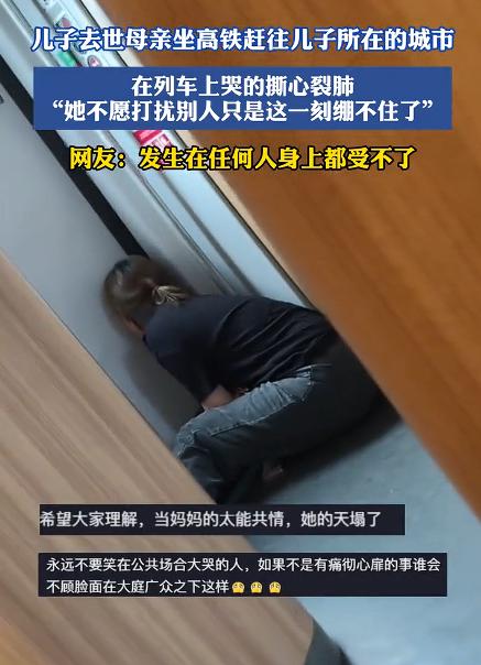 儿子在异乡去世，妈妈坐高铁前往儿子所在的城市，在高铁上终于绷不住了，躲在静音车厢