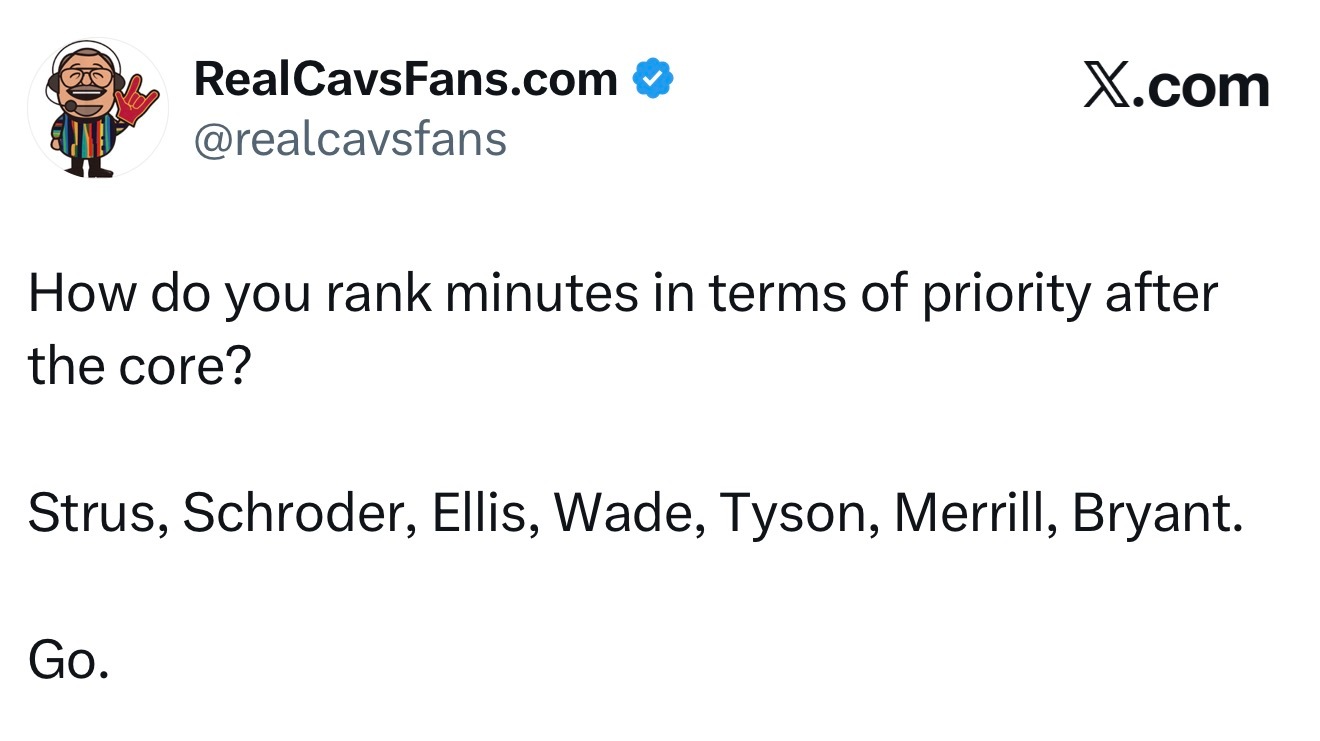 骑媒发问：在核心阵容之外，你会怎么给这些球员的出场时间优先级排序？斯特鲁斯、施罗