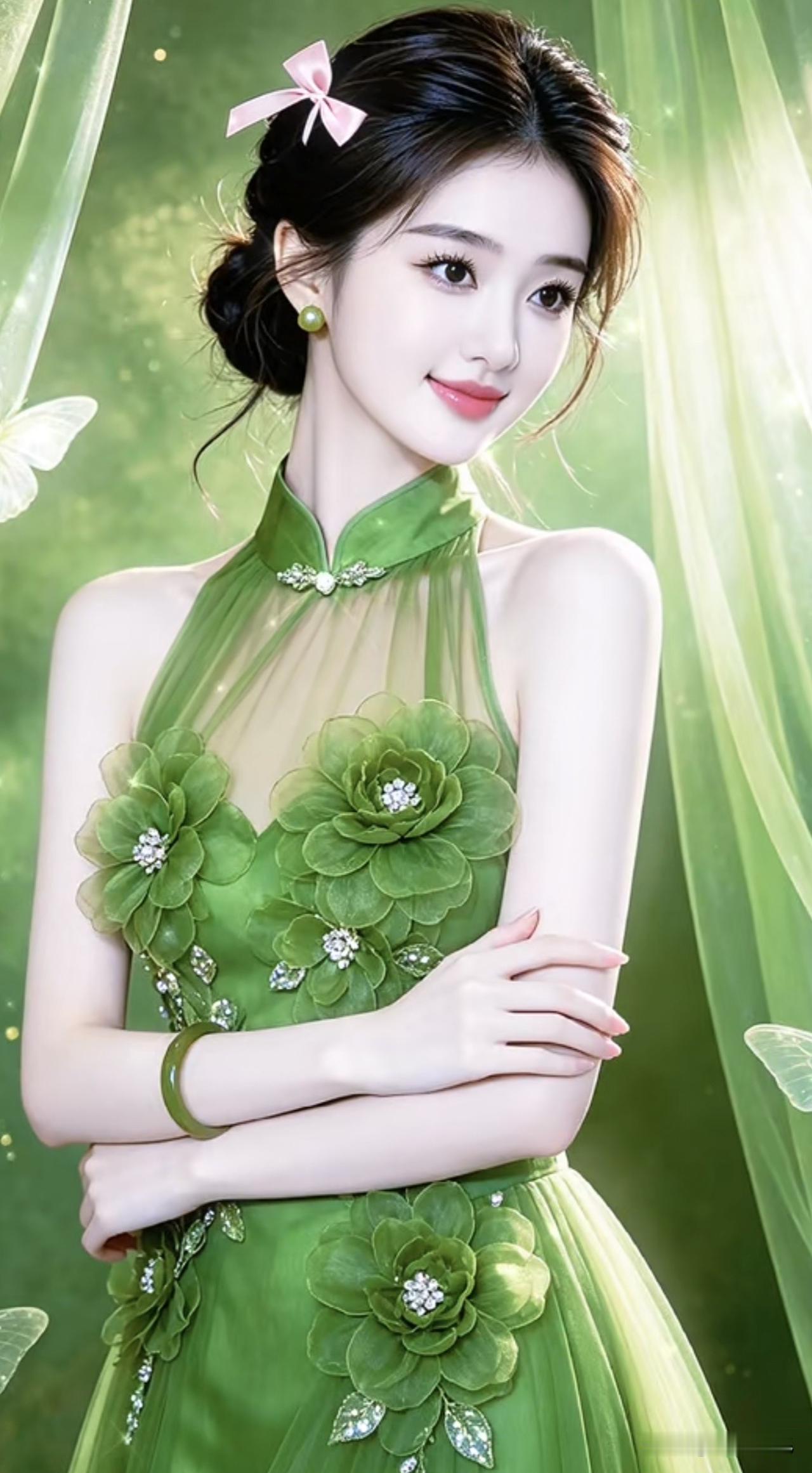 梦幻绿衣仙子，优雅气质满分！绿裙蝶舞仙境 梦幻蓝纱裙 绿裙仙韵 梦幻蓝纱裙 绿裙
