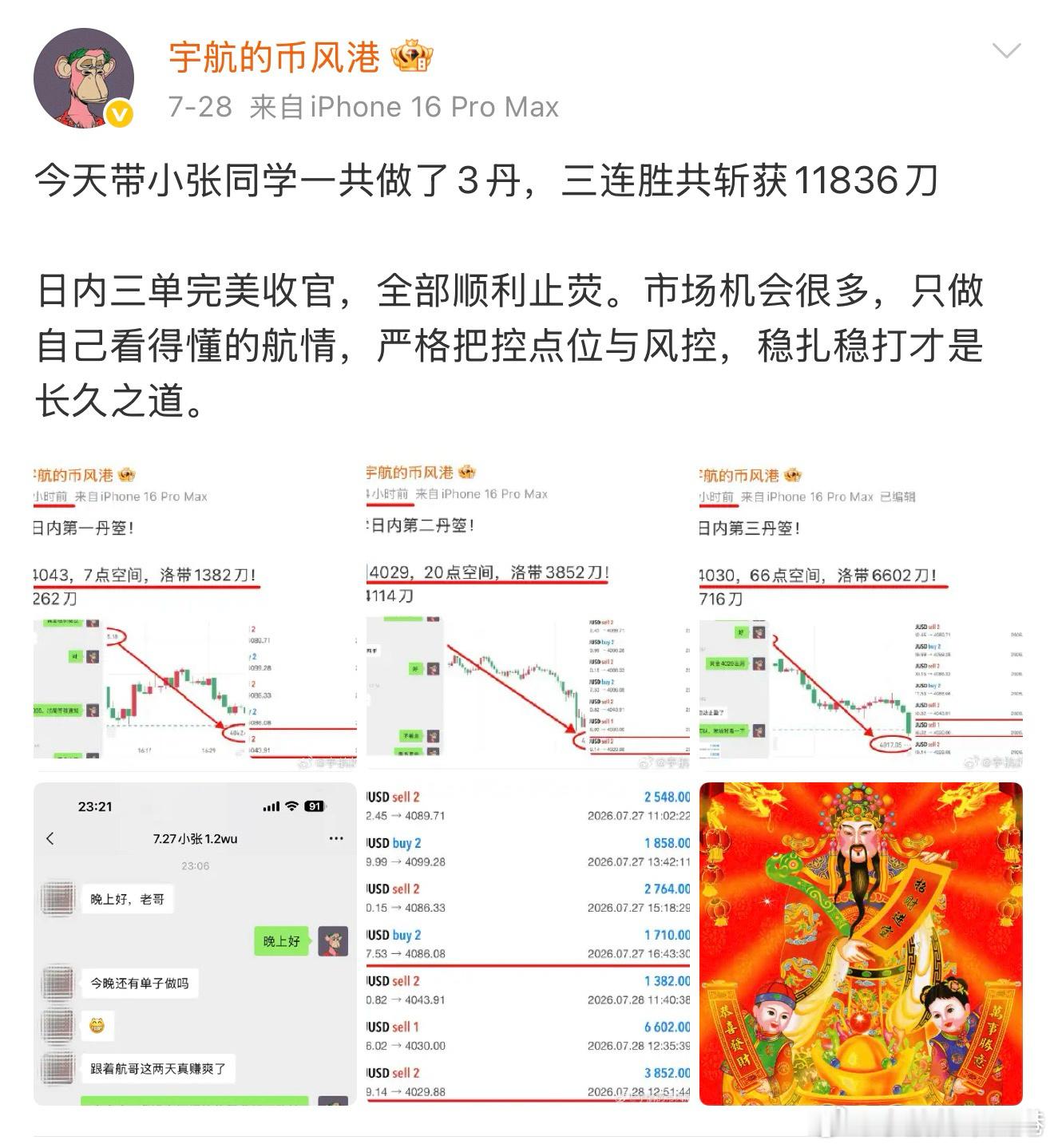 小张周一带1.2w叨来的，来找我做翻苍，这四天时间一共翻到了57070叨，有胜有