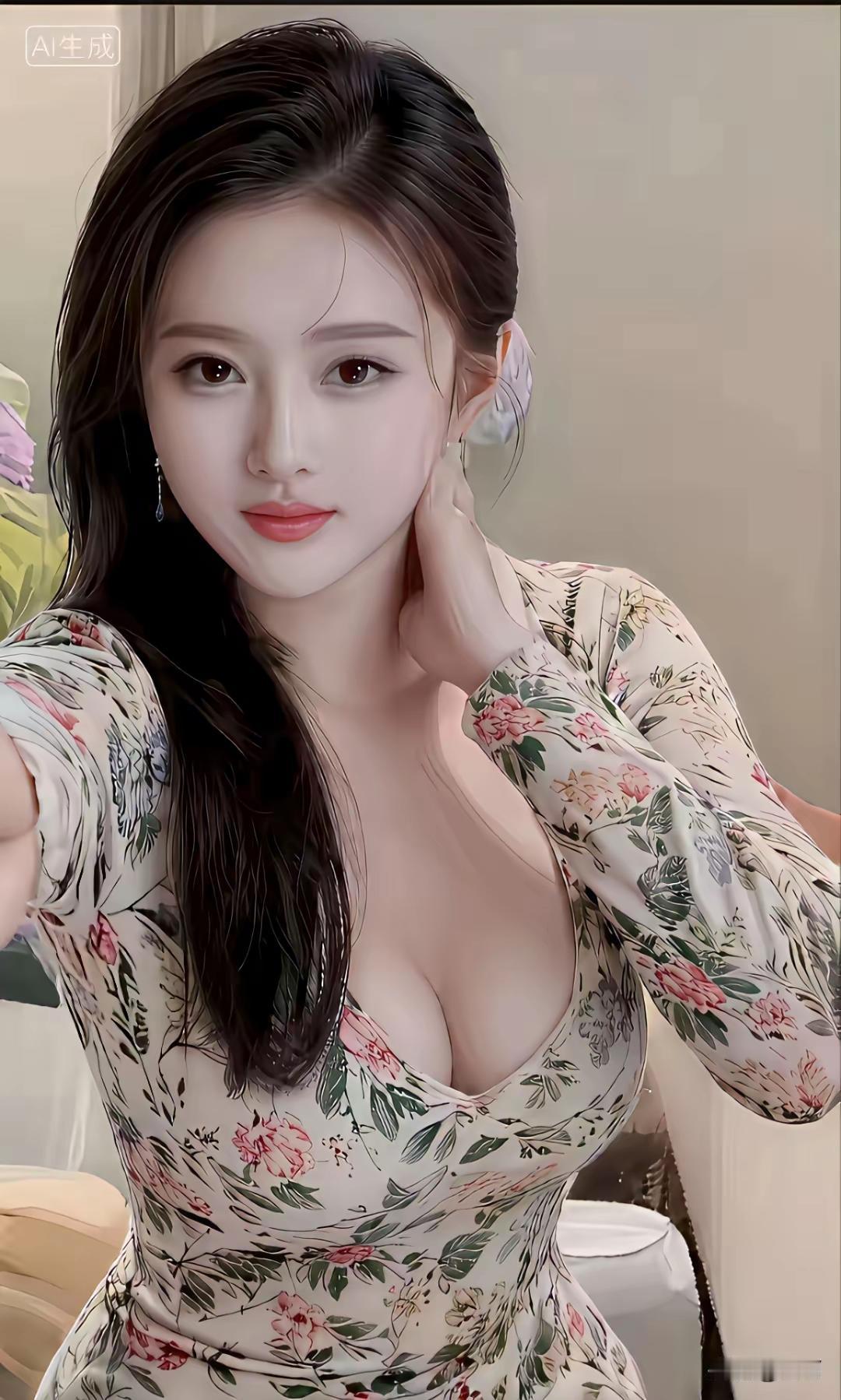 优雅花裙，甜美自拍，尽显温柔魅力！🌸💄