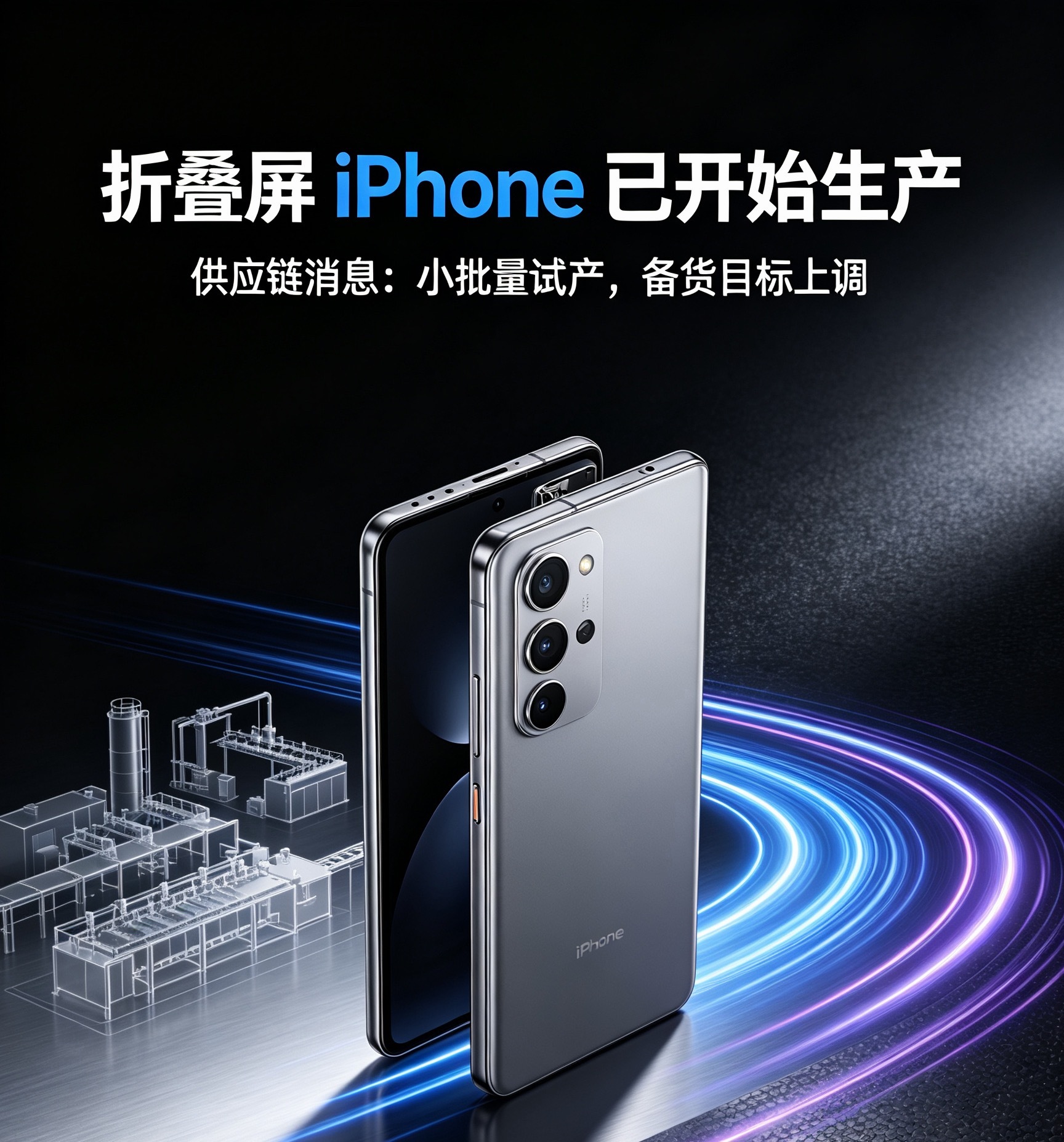 曝折叠屏iPhone已开始生产供应链最新消息，苹果首款折叠iPhone现已开启小