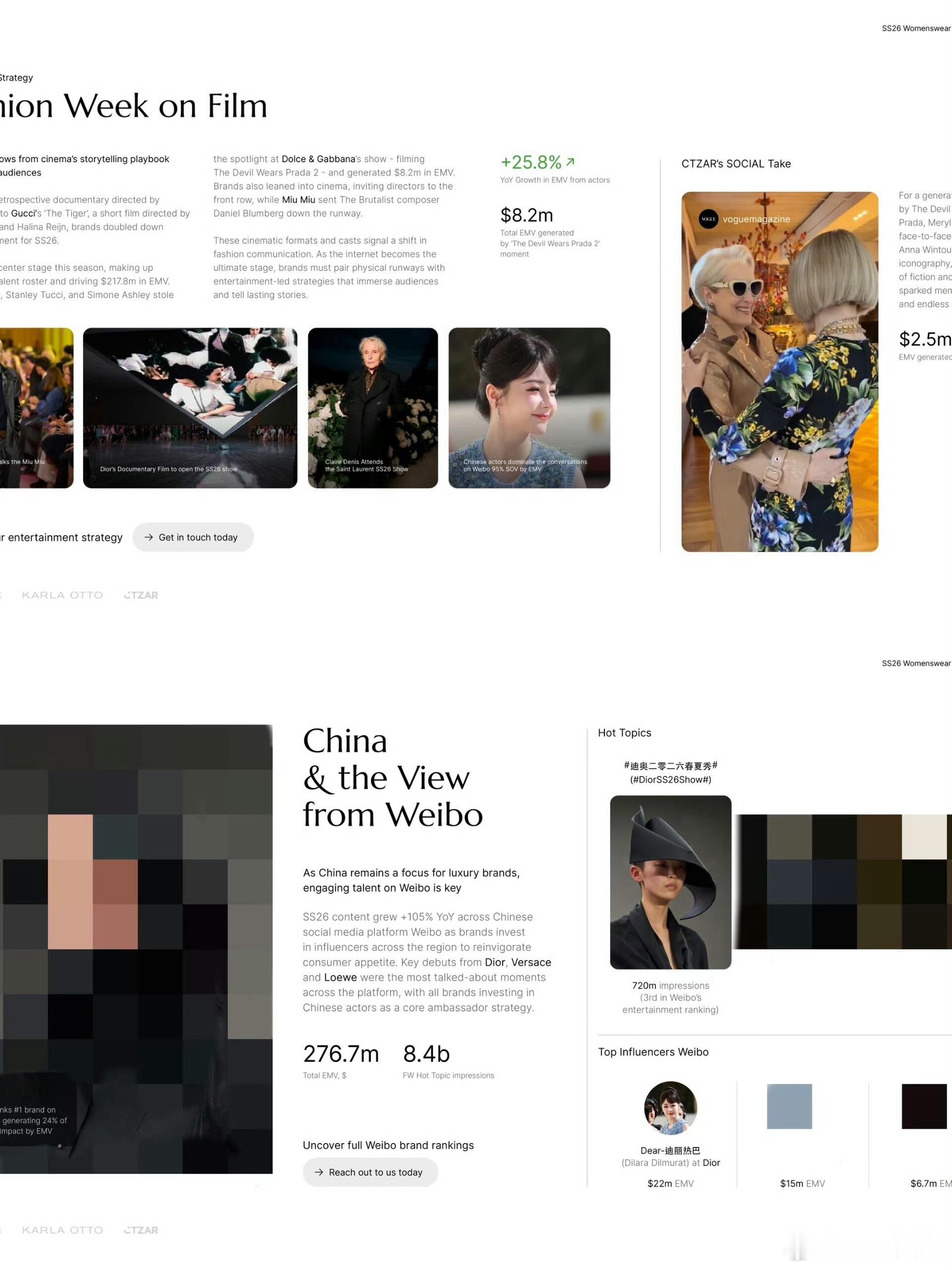 Lefty更新了SS26的报告，其中提及Dior全球品牌大使迪丽热巴在时装周期间