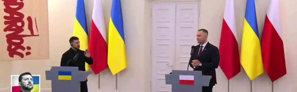 《泰晤士报》消息，当地时间19日，乌克兰总统泽连斯基访问波兰，并和波总统纳夫罗茨