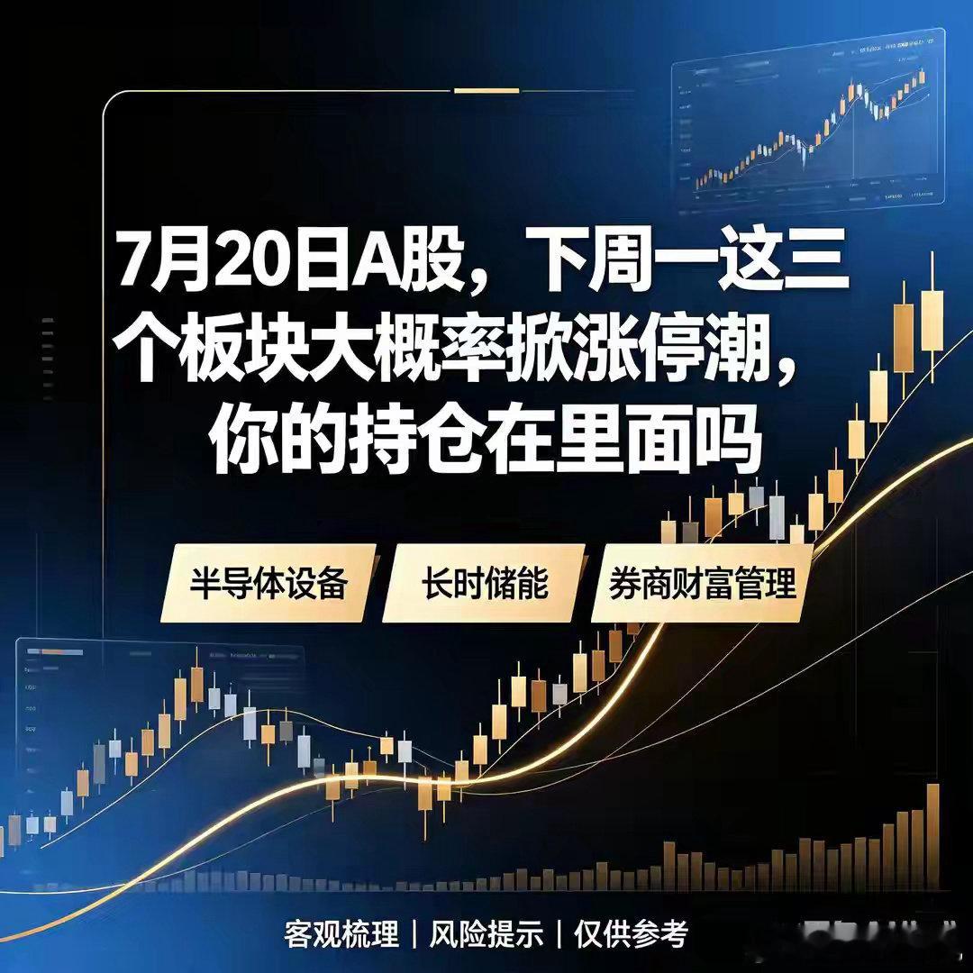 7月20日A股，下周一这三个板块大概率掀涨停潮，你的持仓在里面吗本周A股整体维持