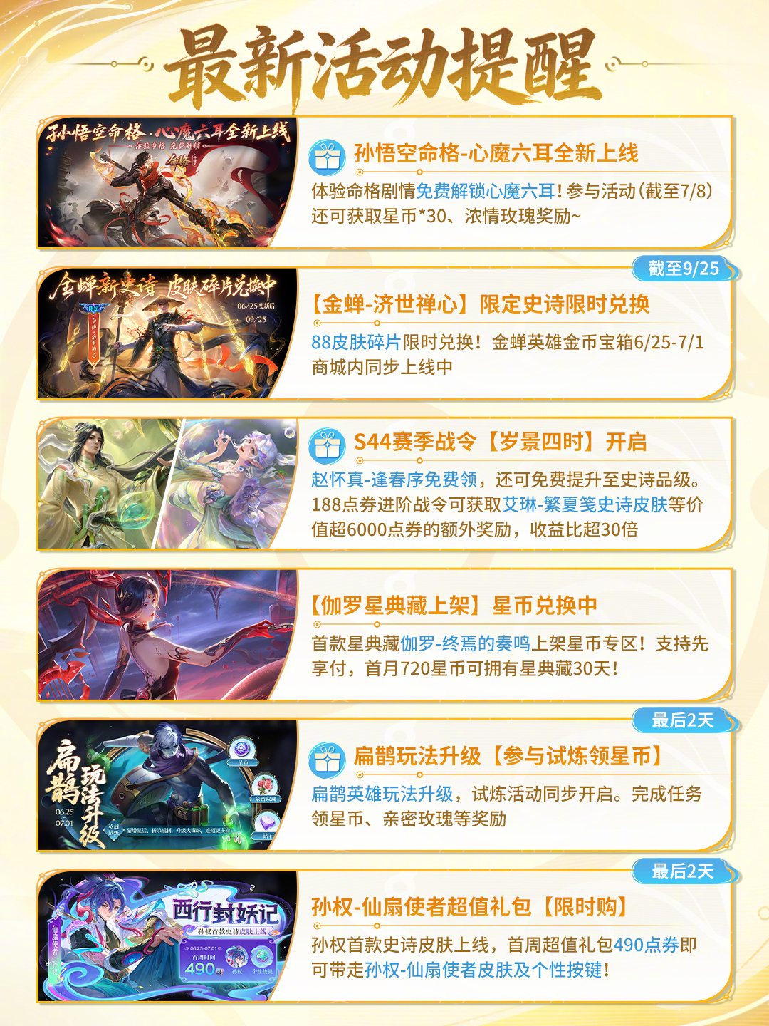 小王的活动笔记王者荣耀 新赛季开启后，小王的福利活动满满，一定不要错过哟！ 