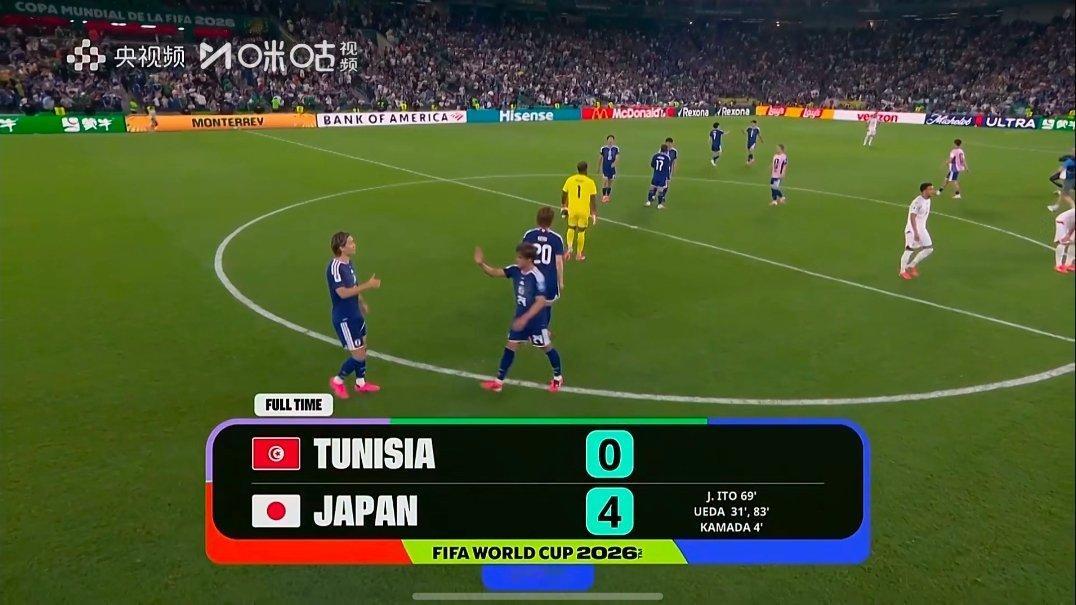 突尼斯vs日本突尼斯0比4日本，基本已经出局了！日本队进攻流畅，防守也很有纪律性