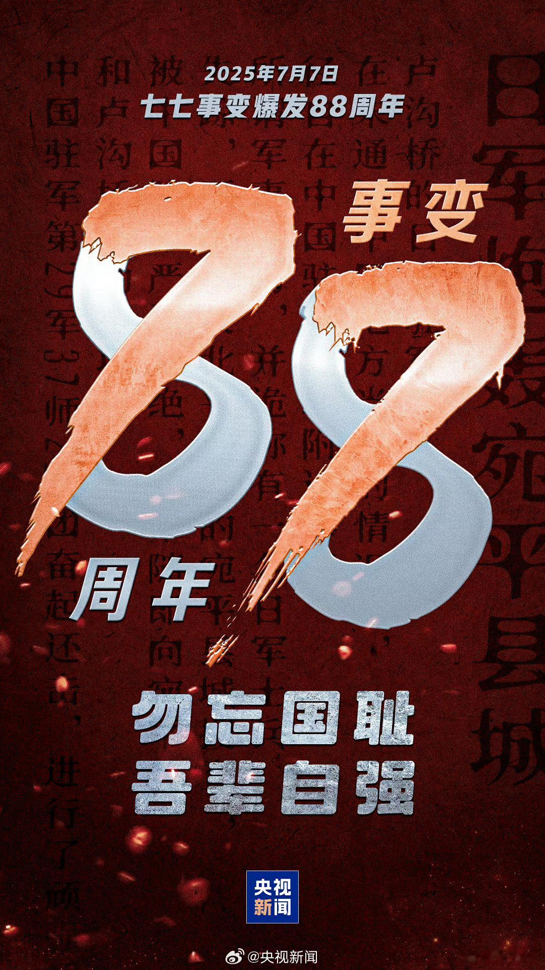 七七事变，88周年了，那时候的中国，羸弱，现在的中国，强大！​遭受侵略的痛苦，永