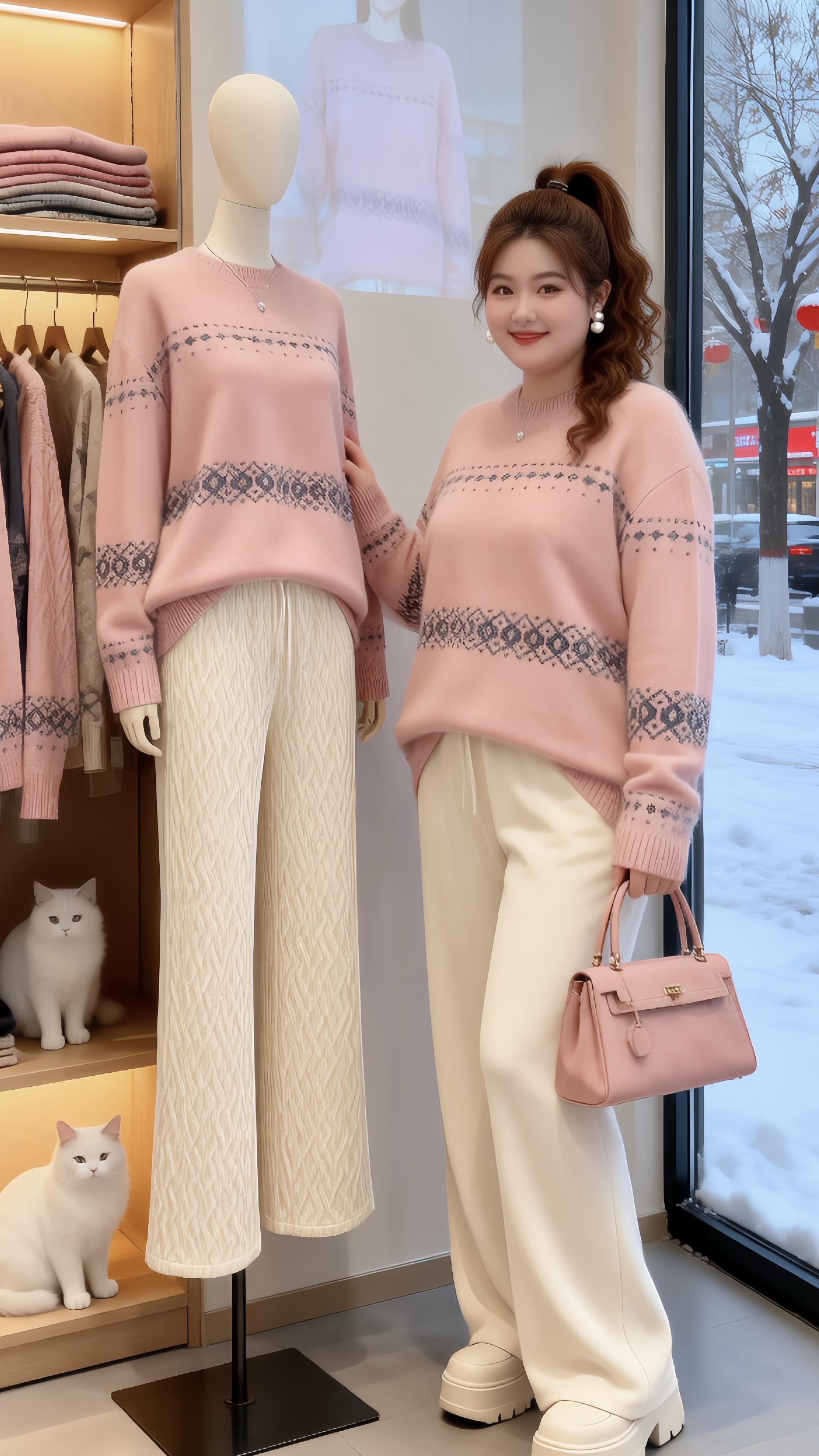 大码女装 毛衣穿搭 秋冬万能穿搭配色公式脱下外套也体面的秋冬内搭让人眼...