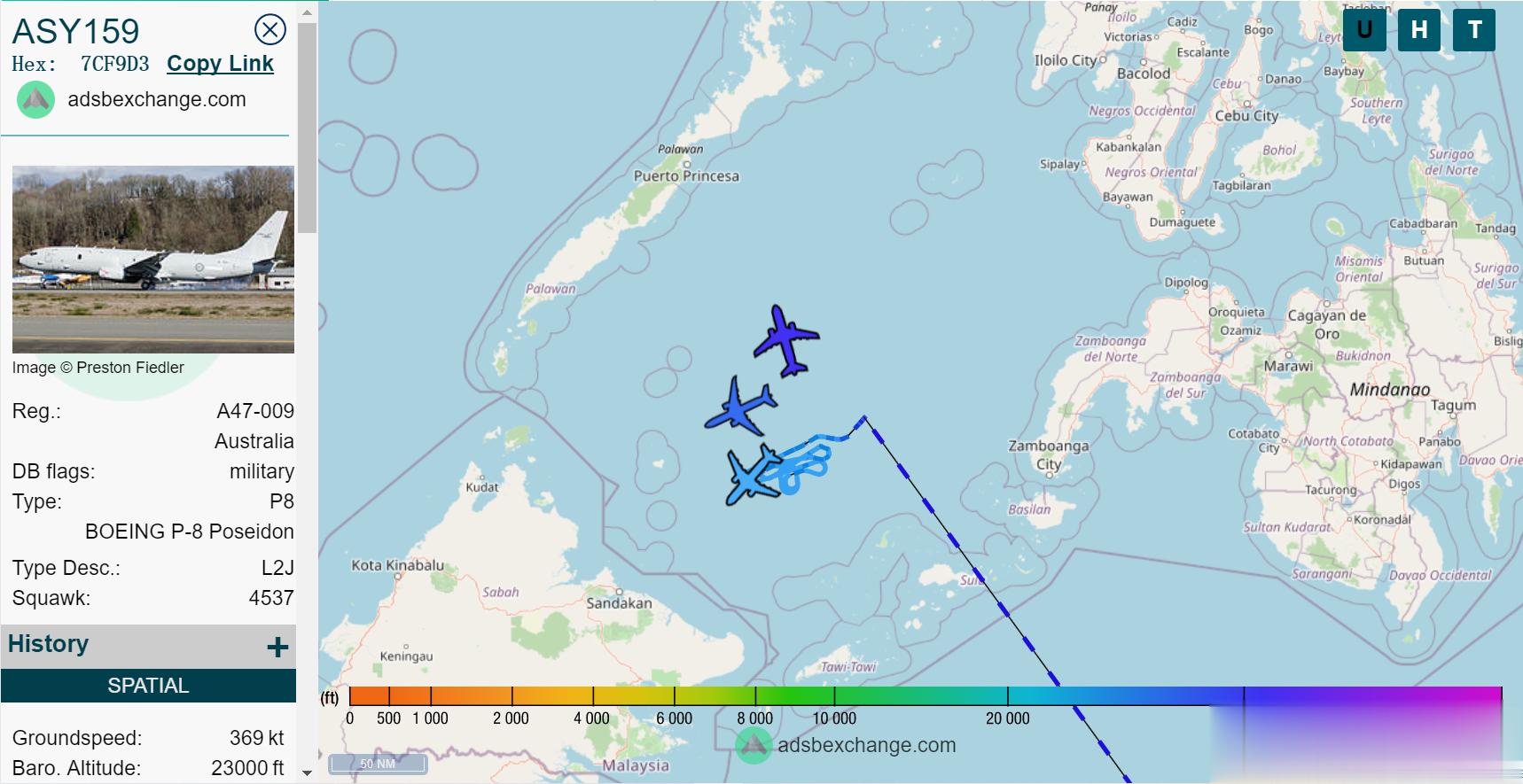 今天上午澳大利亚1架E-737预警机、1架A330加油机、1架P-8A反潜机在苏