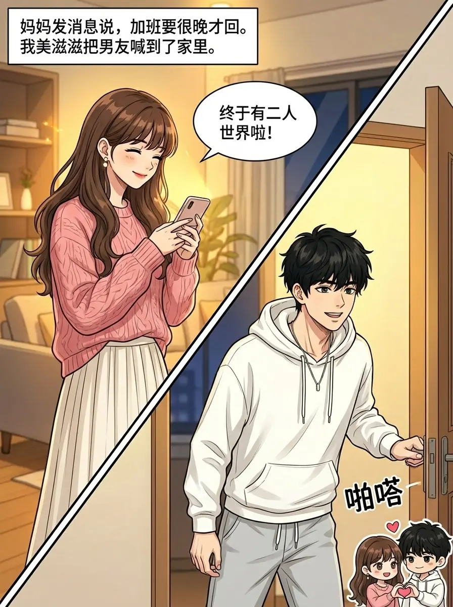 我妈加班，我把男朋友喊来玩，没想到我妈加班提前回来了！！
