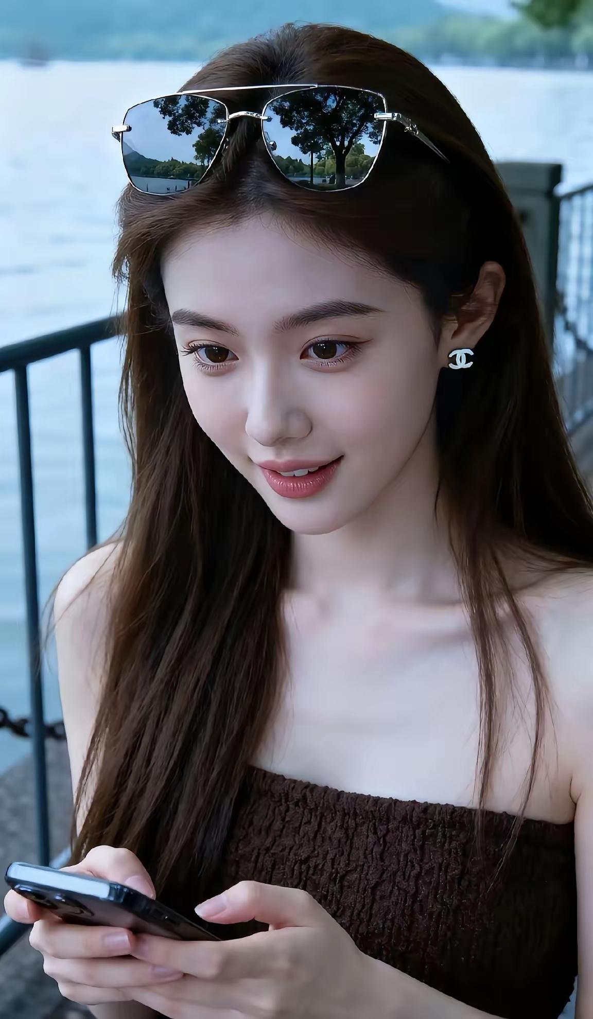 夏日海边自拍，阳光明媚，心情愉悦🌞👩‍❤️‍💋‍👩🍀💝