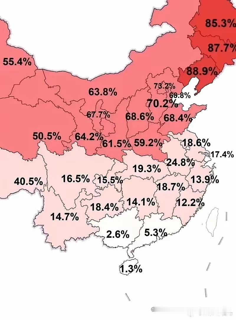 全国各省央视春晚收视率排名：
辽宁：88.9%
吉林：87.7%
黑龙江：85.