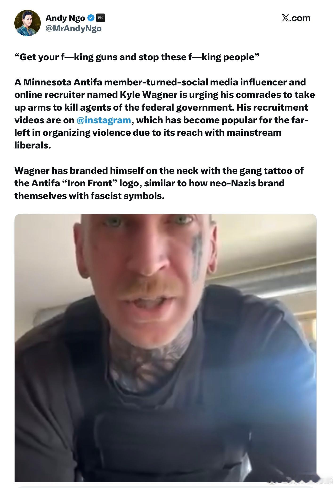 據報導，多名與Antifa有關的左翼抗議份子已正式宣布對美國政府發動內戰。這是要