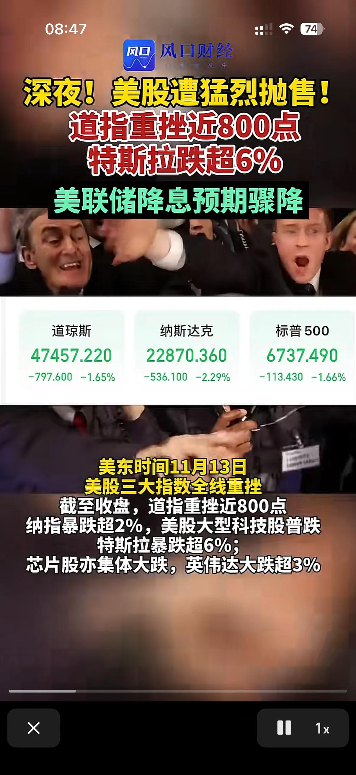 11月13日夜间，美股暴跌！
谁能想到呢，美国白宫都宣布停摆结束了，结果美股竟然