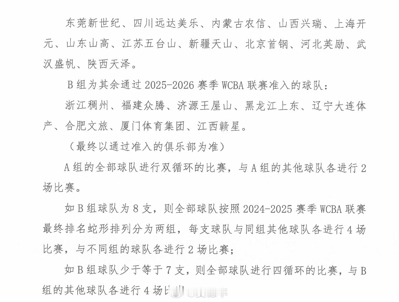 据深篮体育发布的公告，2025-26赛季WCBA联赛还是在常规赛阶段分A、B组，