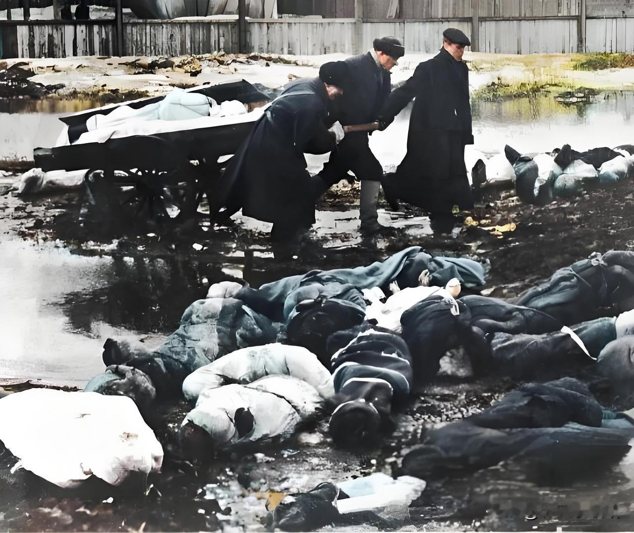 由于战争的残酷，死亡人数急剧攀升，远远超出了公墓处理能力的极限。丧亲之痛与绝望的