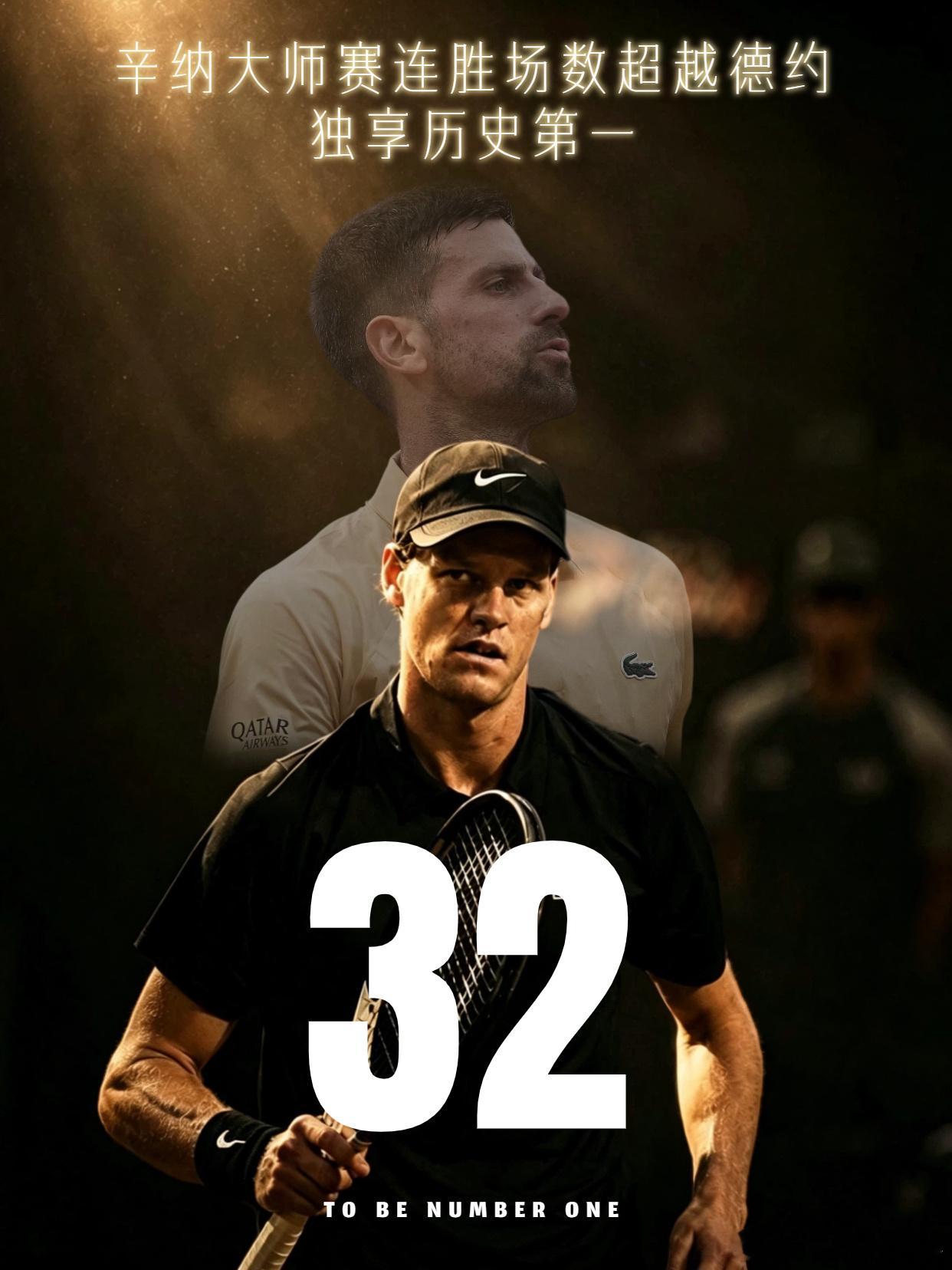 辛纳大师赛32连胜创历史辛纳大师赛连胜32场超越德约 32连胜独享历史第一！AT