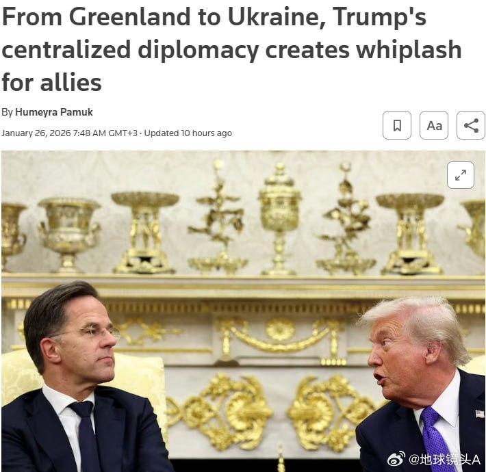 哦豁了？路透社报道，懂委员长因面临弹劾风险，放弃了夺取格陵兰岛的计划。在美国民主