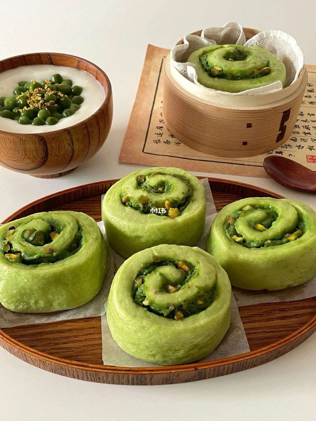 新中式馒头🥢开心果奶酥馒头卷🍏好吃晕啦✨