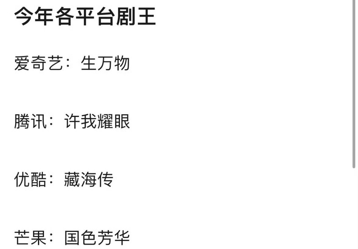 今年各平台的四部剧王，这个客观吗？哪部最实至名归？ ​​​